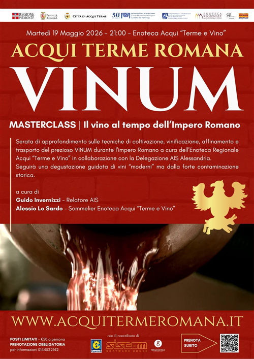 ACQUI TERME ROMANA - VINUM Masterclass: Il vino al tempo dell'Impero Romano